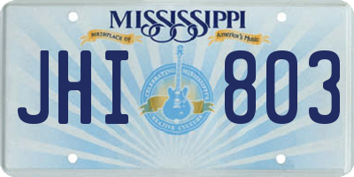 MS license plate JHI803