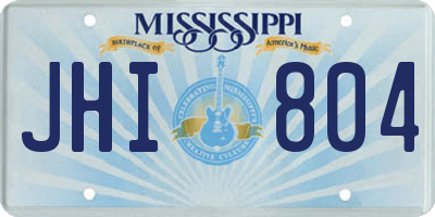 MS license plate JHI804