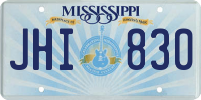 MS license plate JHI830