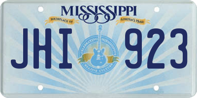 MS license plate JHI923