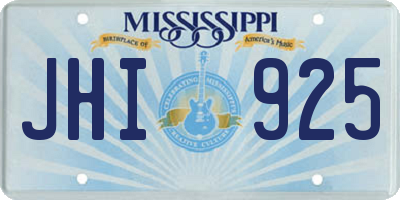 MS license plate JHI925