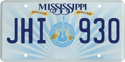 MS license plate JHI930