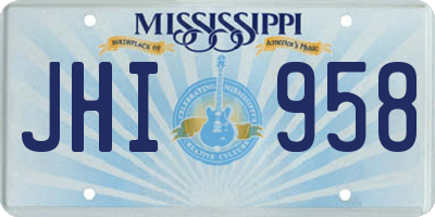 MS license plate JHI958
