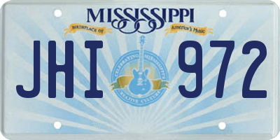 MS license plate JHI972