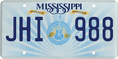 MS license plate JHI988