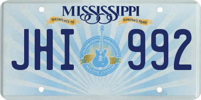 MS license plate JHI992