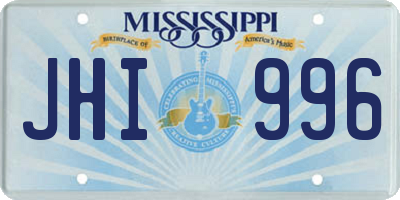 MS license plate JHI996