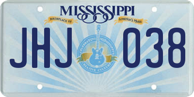MS license plate JHJ038