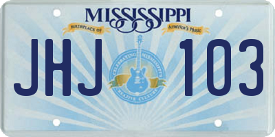MS license plate JHJ103