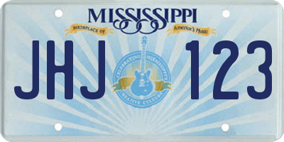 MS license plate JHJ123