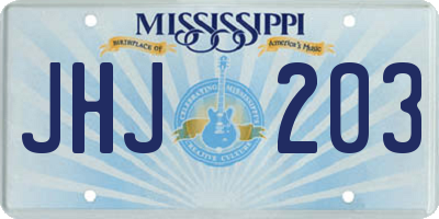 MS license plate JHJ203