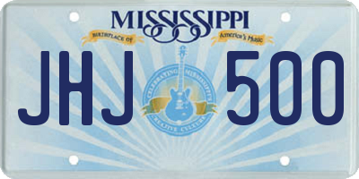 MS license plate JHJ500