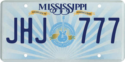 MS license plate JHJ777