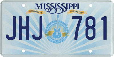 MS license plate JHJ781
