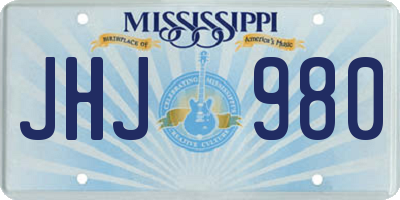 MS license plate JHJ980