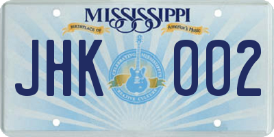 MS license plate JHK002