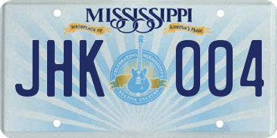 MS license plate JHK004
