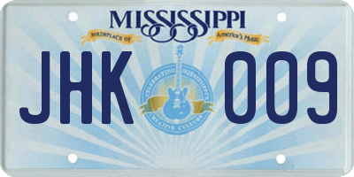 MS license plate JHK009