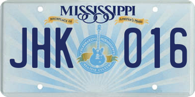MS license plate JHK016