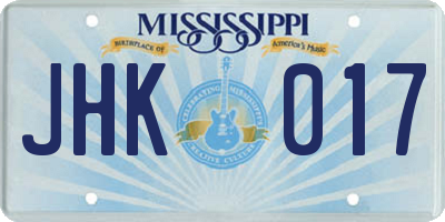 MS license plate JHK017