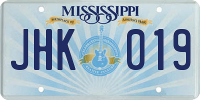 MS license plate JHK019