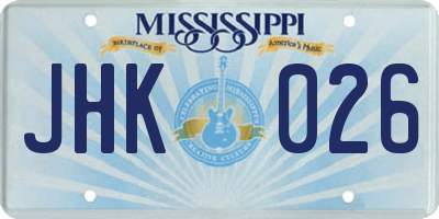 MS license plate JHK026