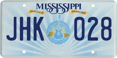 MS license plate JHK028
