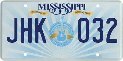 MS license plate JHK032