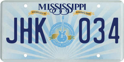 MS license plate JHK034