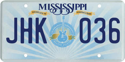 MS license plate JHK036