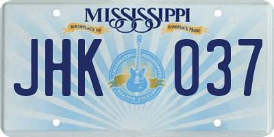 MS license plate JHK037