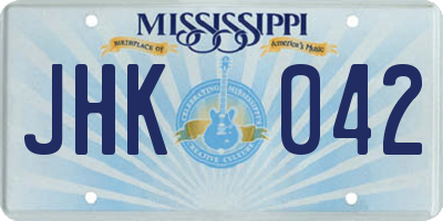 MS license plate JHK042
