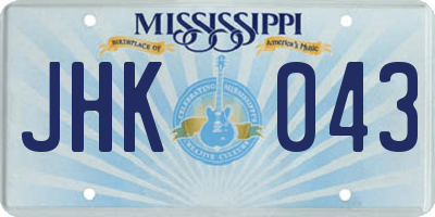MS license plate JHK043