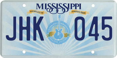 MS license plate JHK045