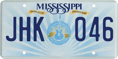 MS license plate JHK046