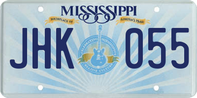 MS license plate JHK055