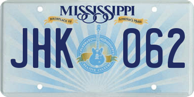 MS license plate JHK062