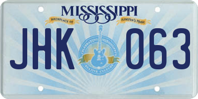 MS license plate JHK063
