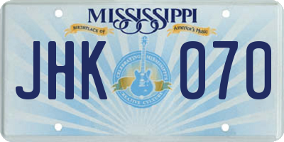 MS license plate JHK070