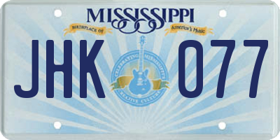 MS license plate JHK077
