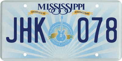 MS license plate JHK078