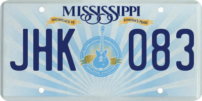 MS license plate JHK083
