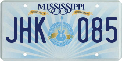 MS license plate JHK085