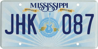 MS license plate JHK087