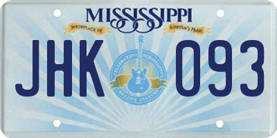 MS license plate JHK093
