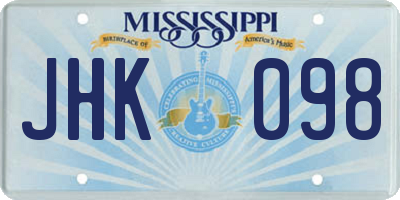 MS license plate JHK098