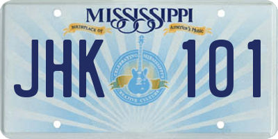 MS license plate JHK101