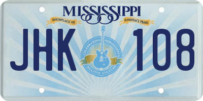 MS license plate JHK108