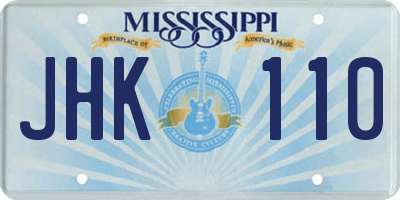 MS license plate JHK110