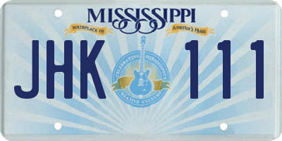 MS license plate JHK111